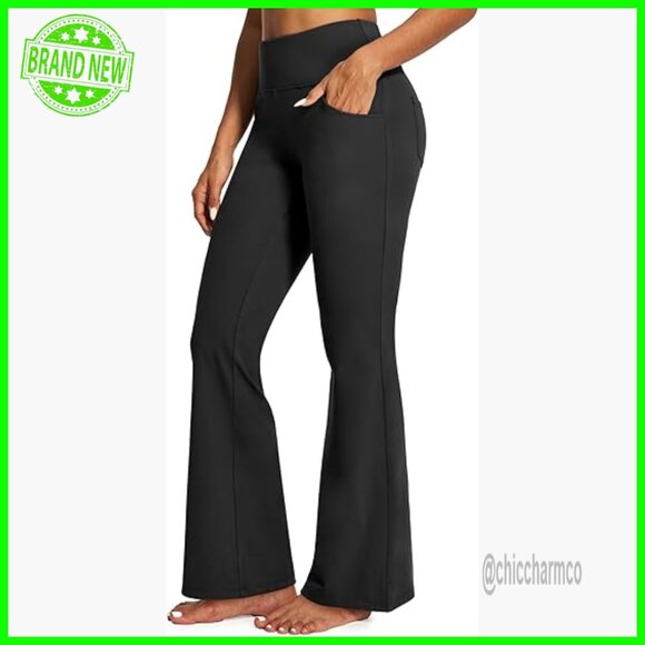 High Waist Bootcut Yoga Pants with Pockets Tummy Control Flare Leggings